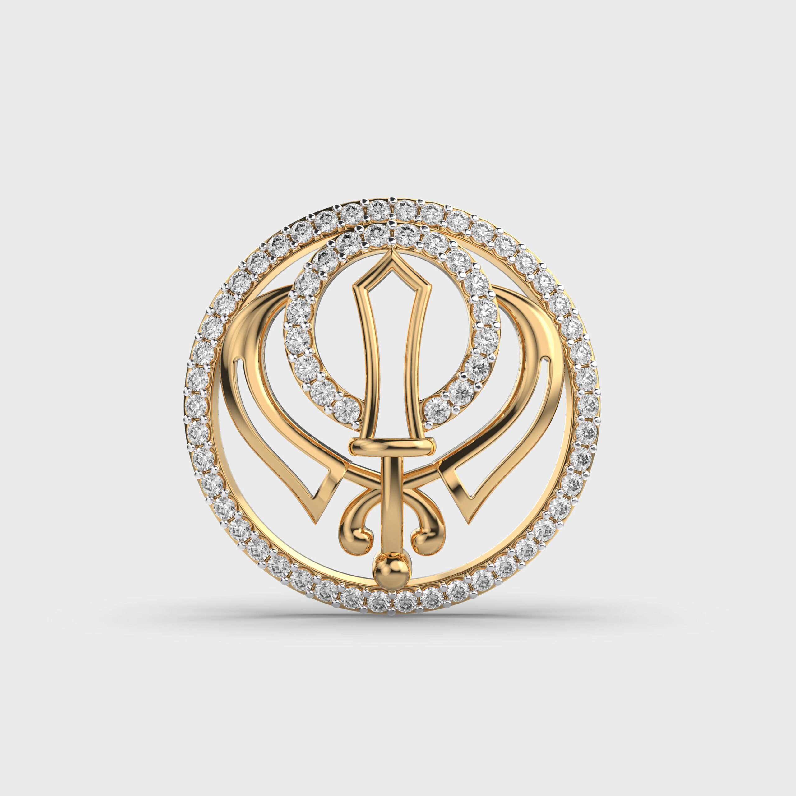 Religious Khanda Diamond Pendant (Without Chain)