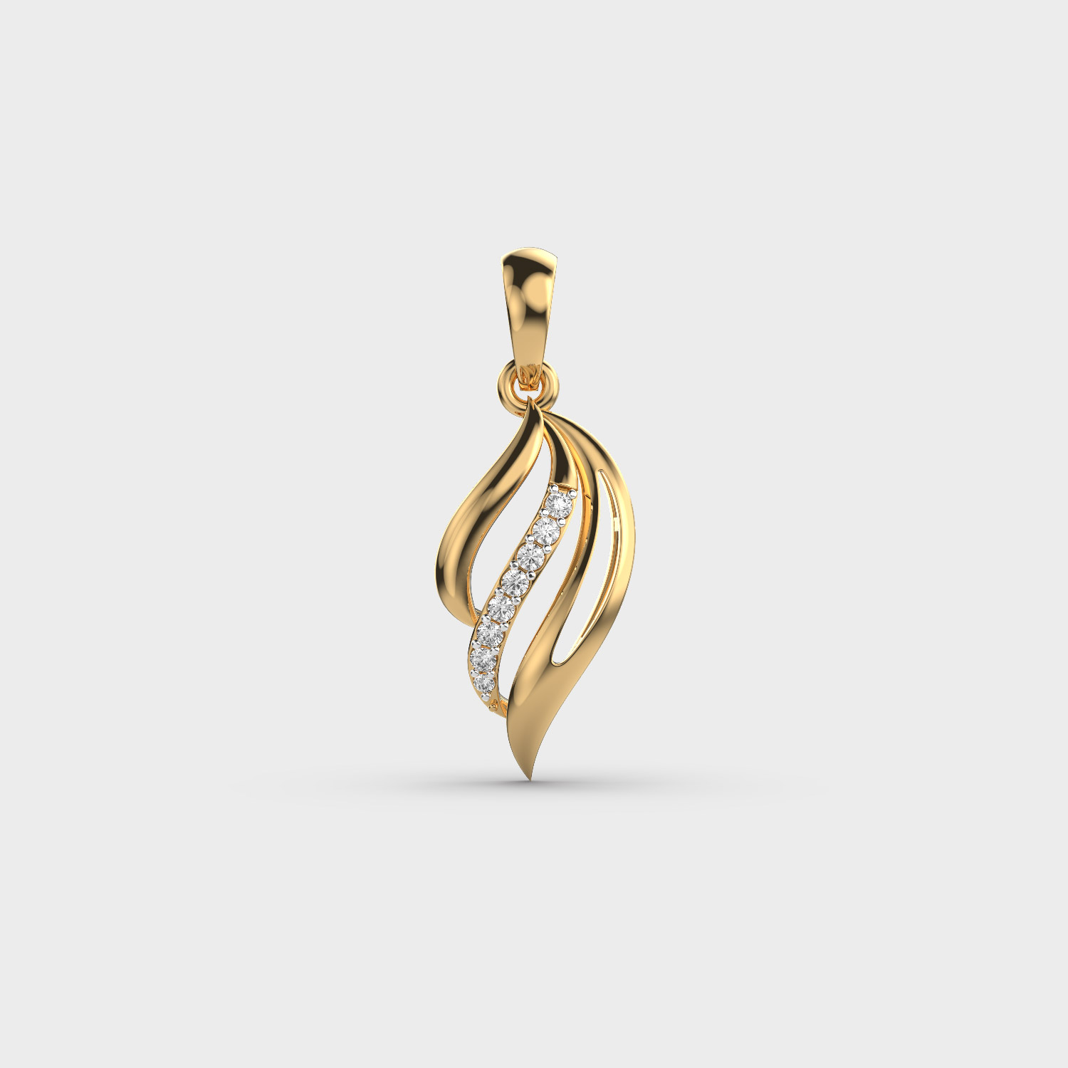 Elegant Gold Swirl Drop Diamond Pendant (Without Chain)