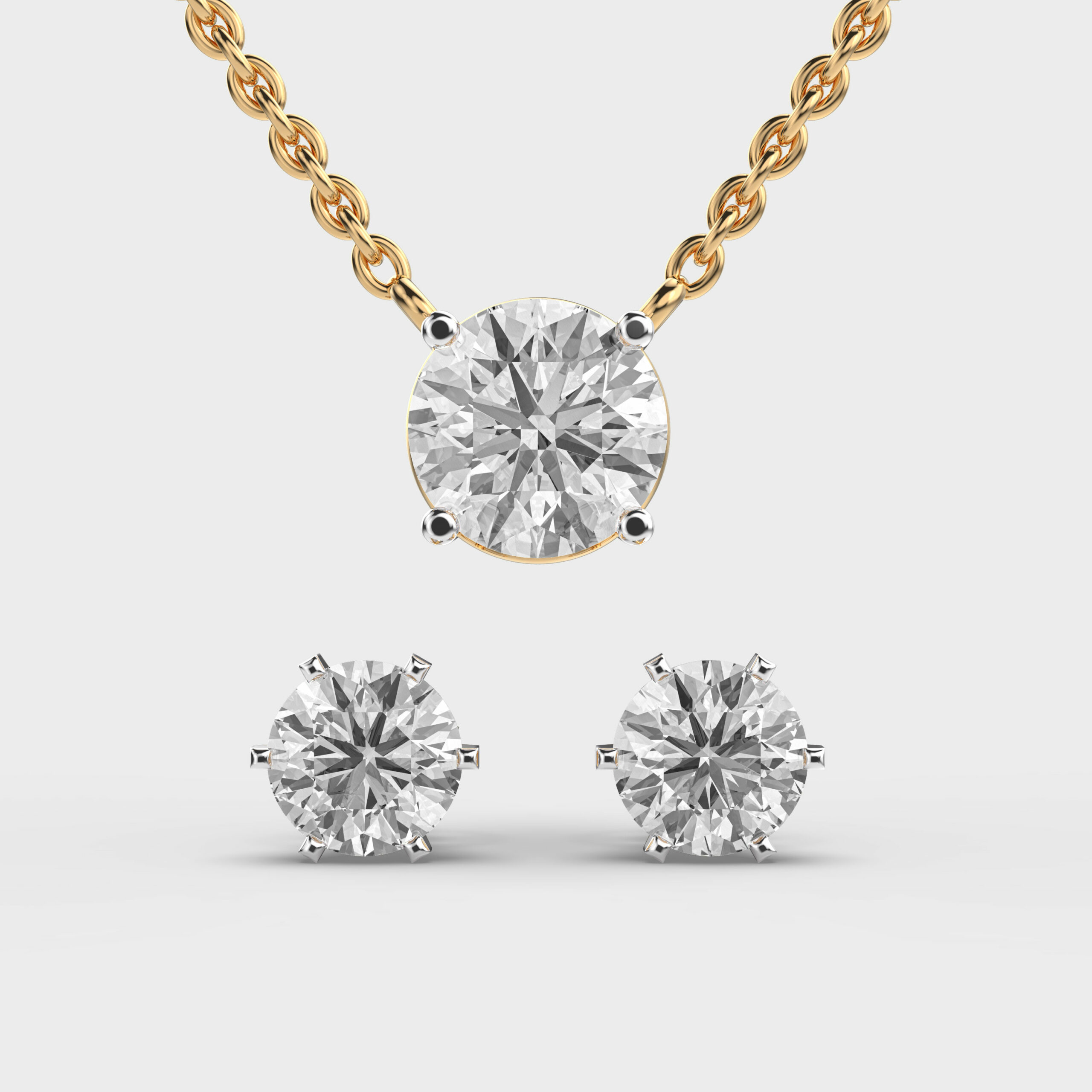 Classic Diamond Pendant and Stud Set