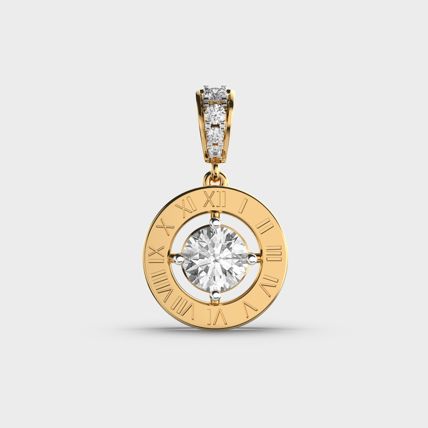 Roman Numeral Solitaire Pendant (Without Chain)