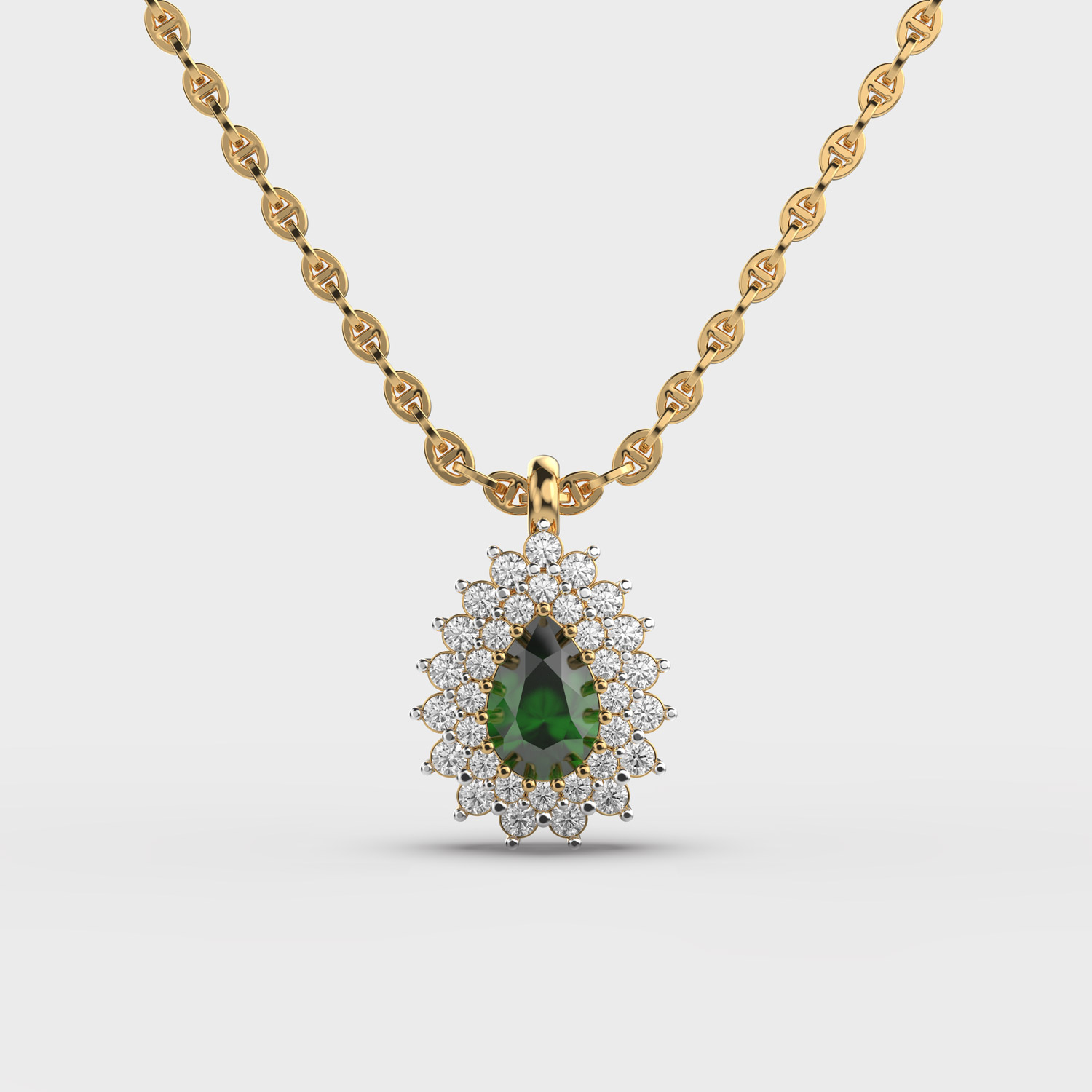 Belladonna Green Stone Diamond Pendant (Without Chain)