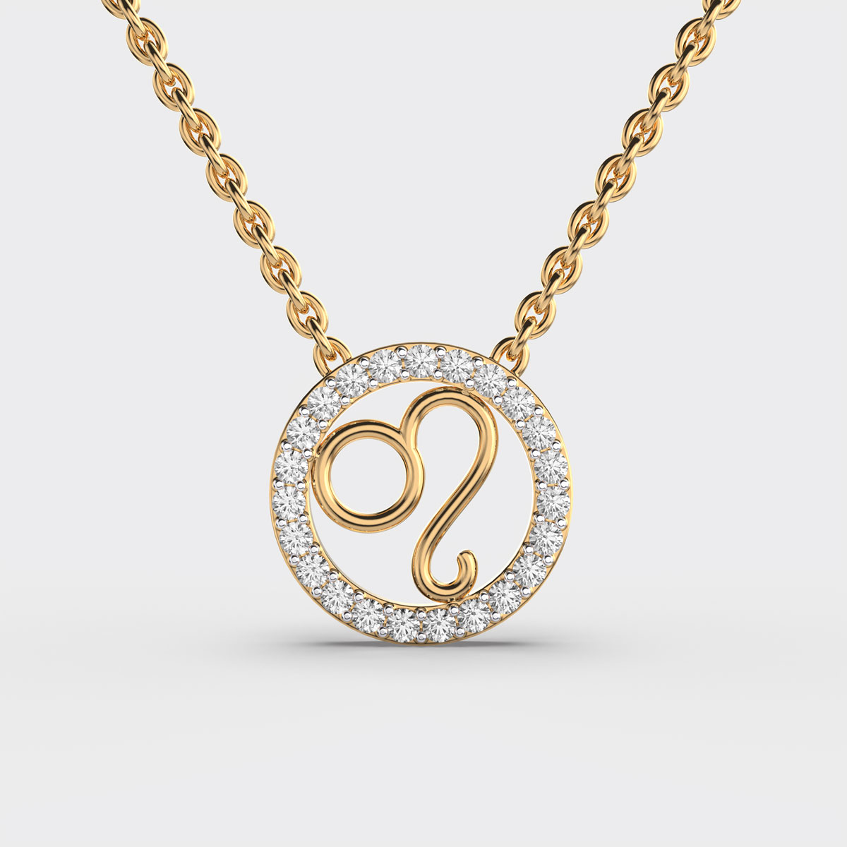 Leo Zodiac Diamond Pendant (With Chain)