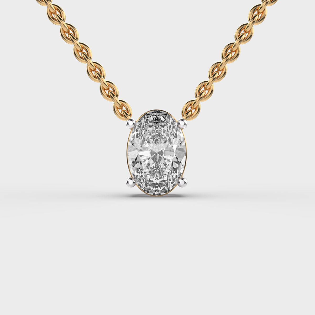 Regular Charm Oval Diamond Pendant (With Chain)