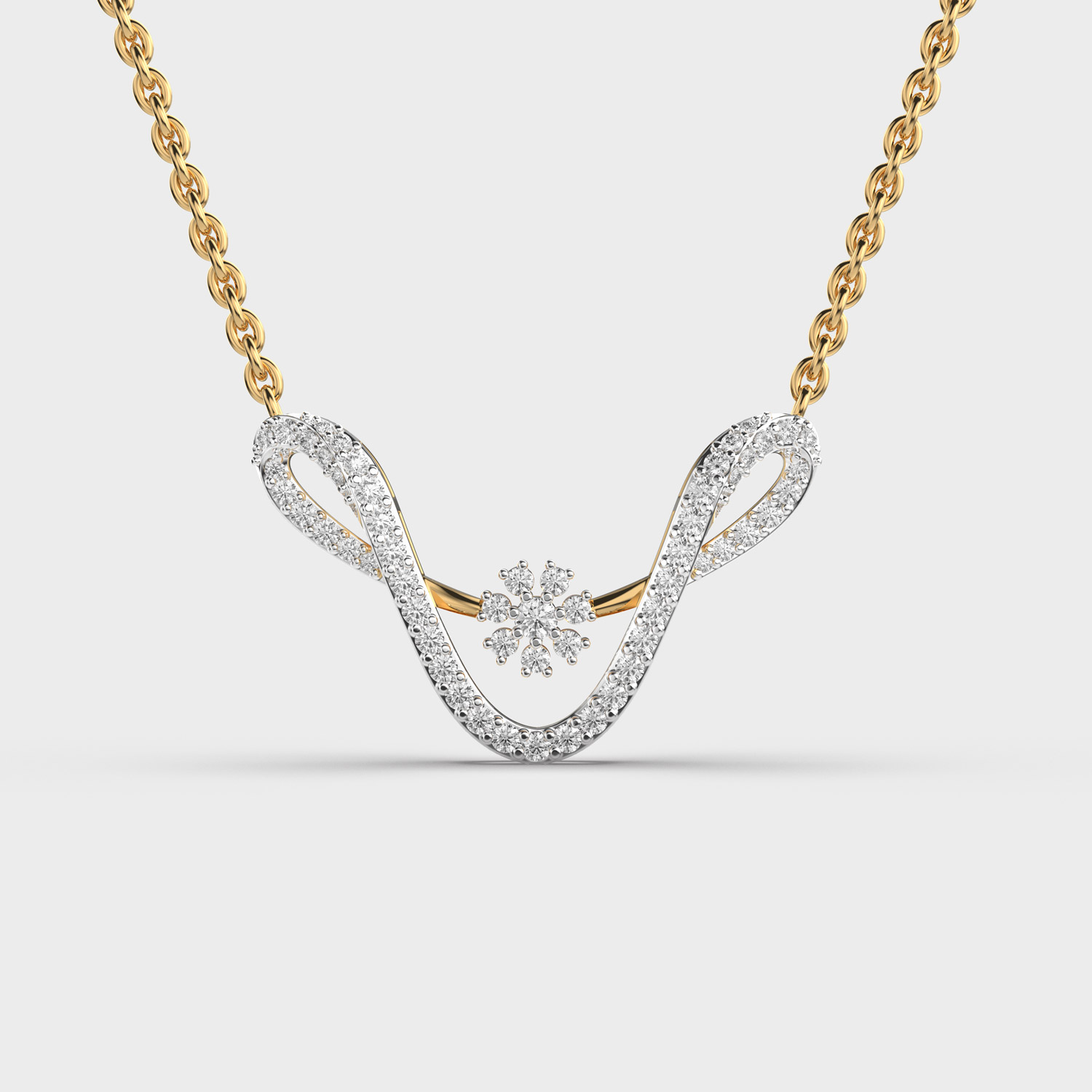 Inverted Geometry Diamond Pendant (With Chain)