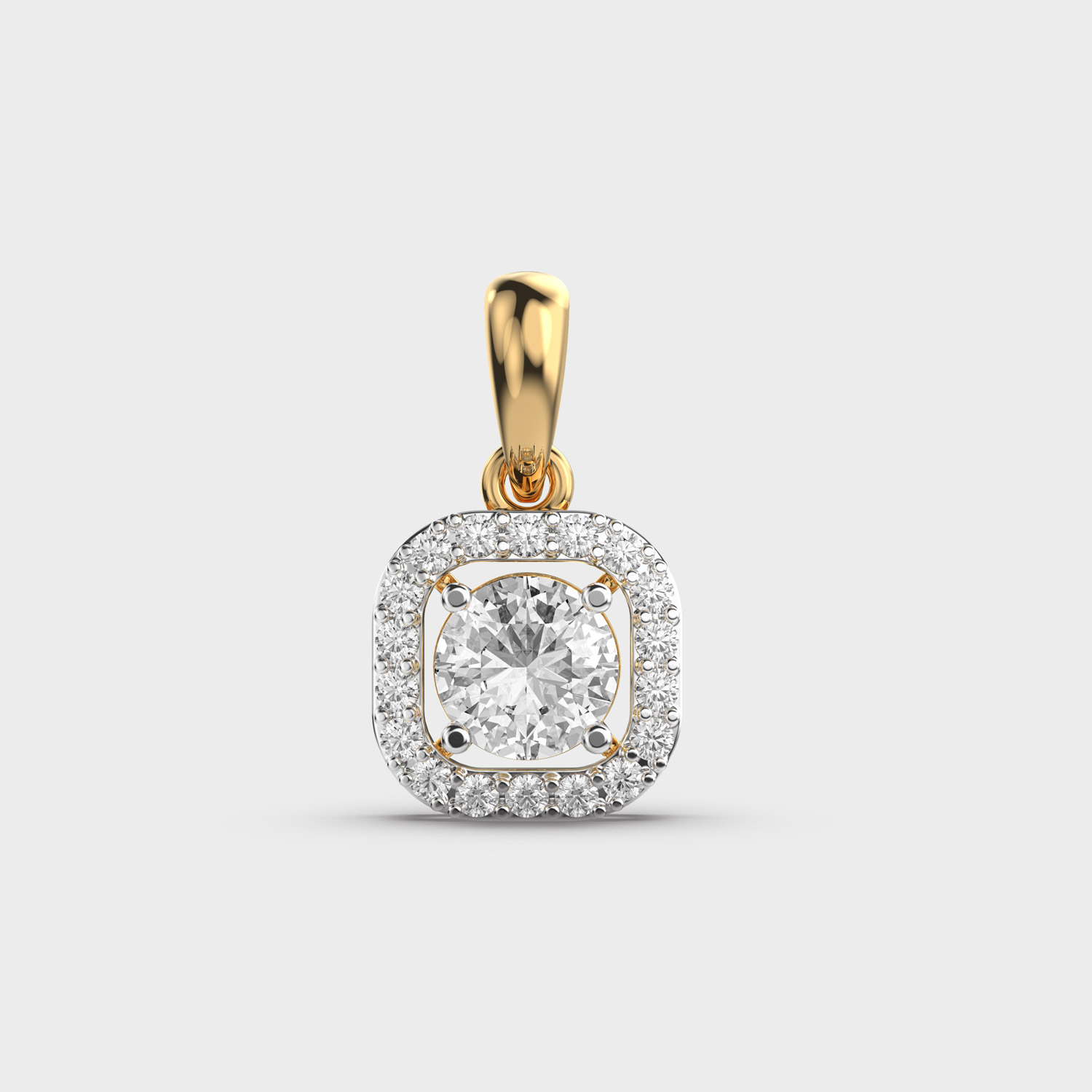 Radiant Diamond Halo Pendant (Without Chain)
