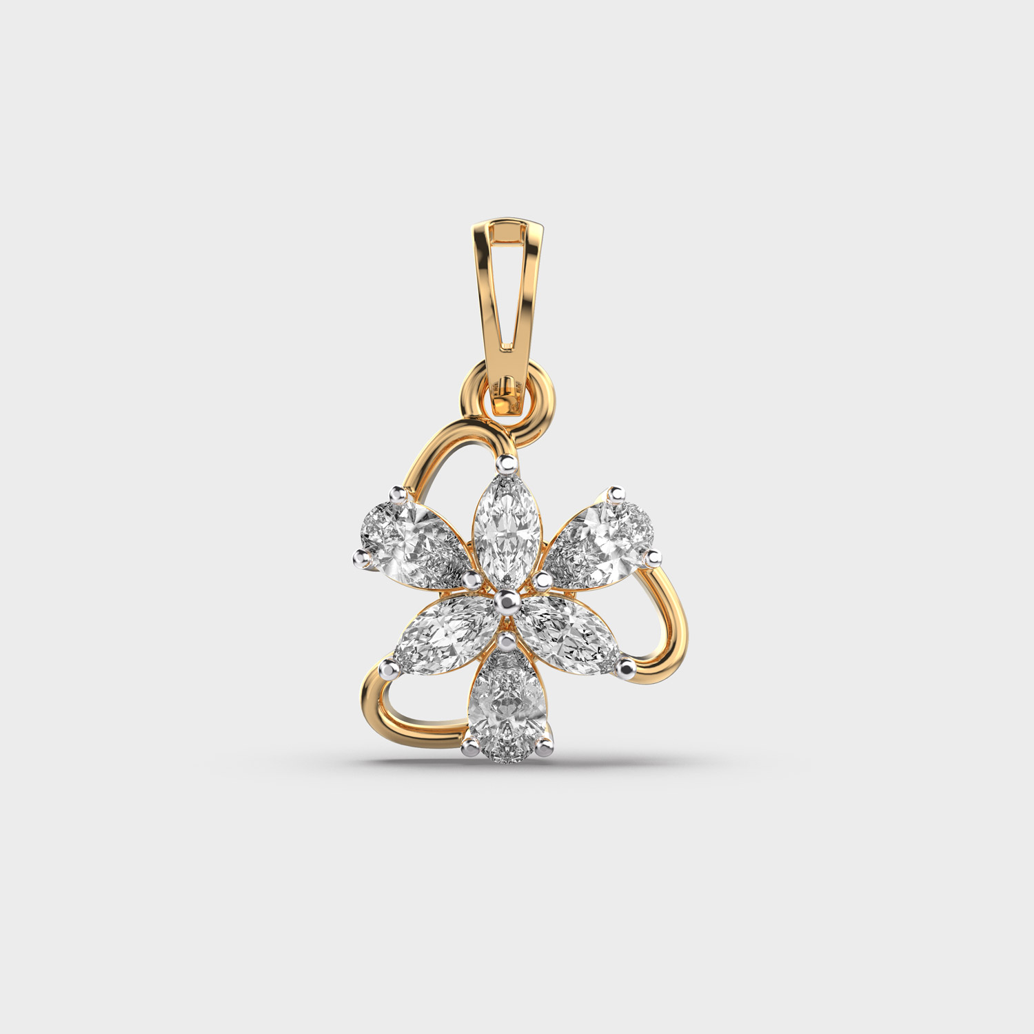 Floral Pear Diamond Pendant (Without Chain)