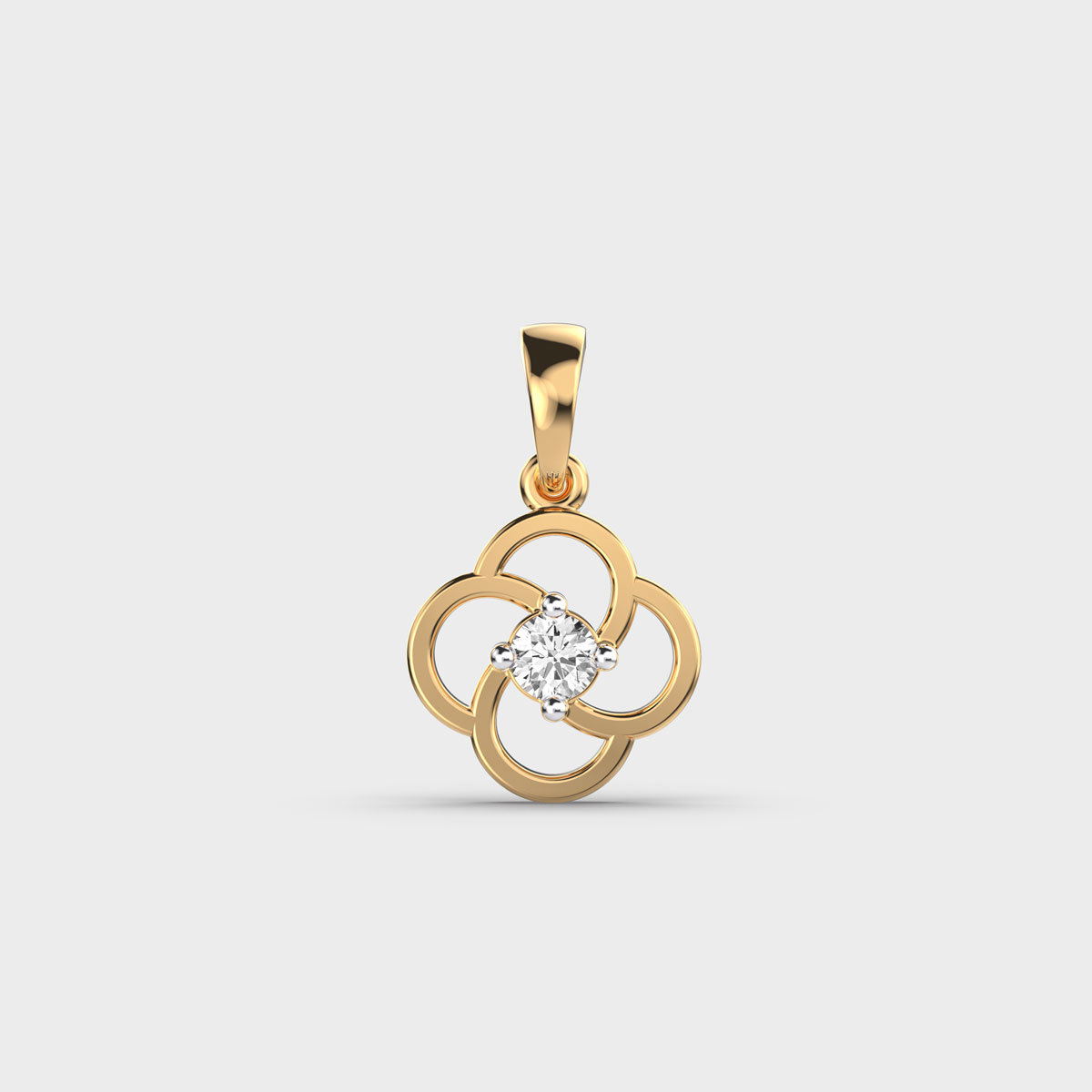 Gold Floral Diamond Pendant (Without Chain)