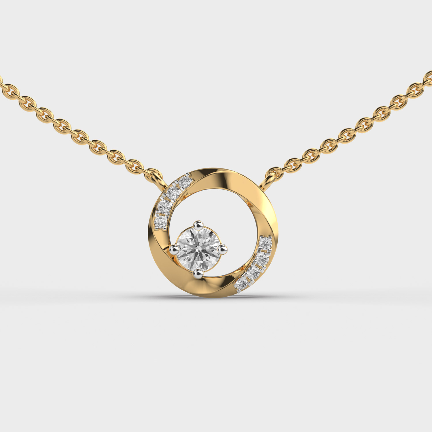 Radiant Dawnlace Round Diamond Pendant (With Chain)