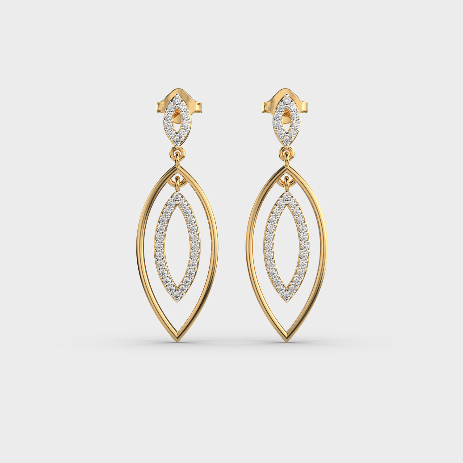 Bejewelled Leaf Round Diamond Cut Earrings