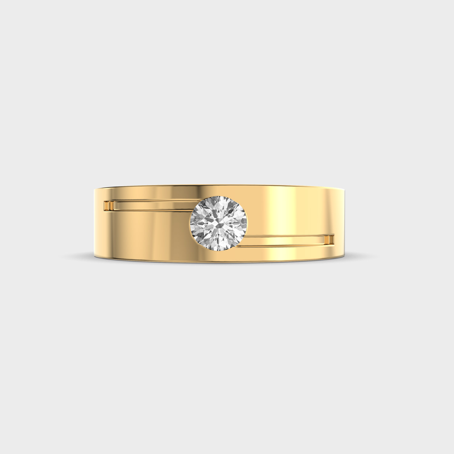 Round Diamond Wide Band Ring For Men