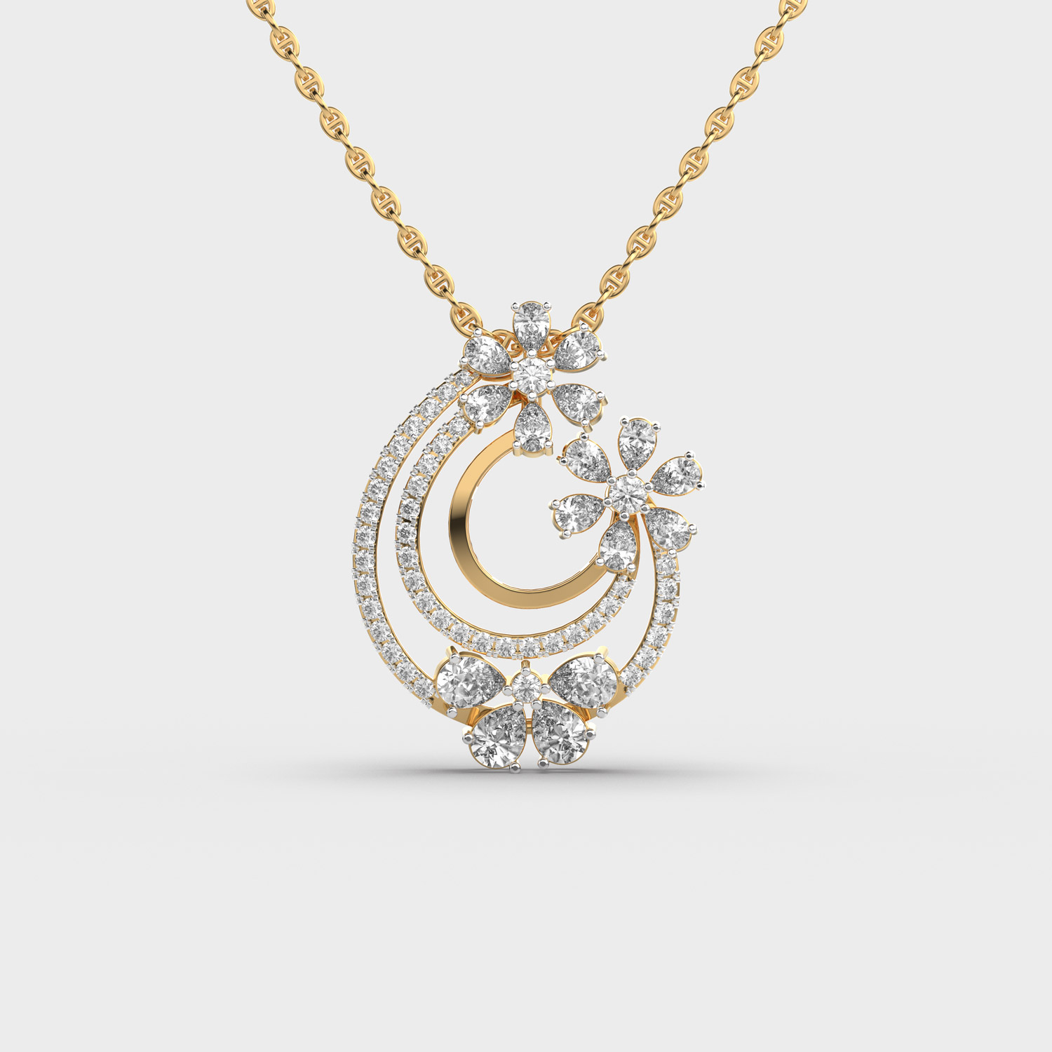 Splendid Freesia Mixed Diamond Pendant (Without Chain)