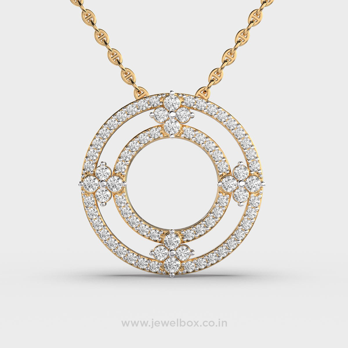 Sacred Floral Round Halo Diamond Pendant (Without Chain)