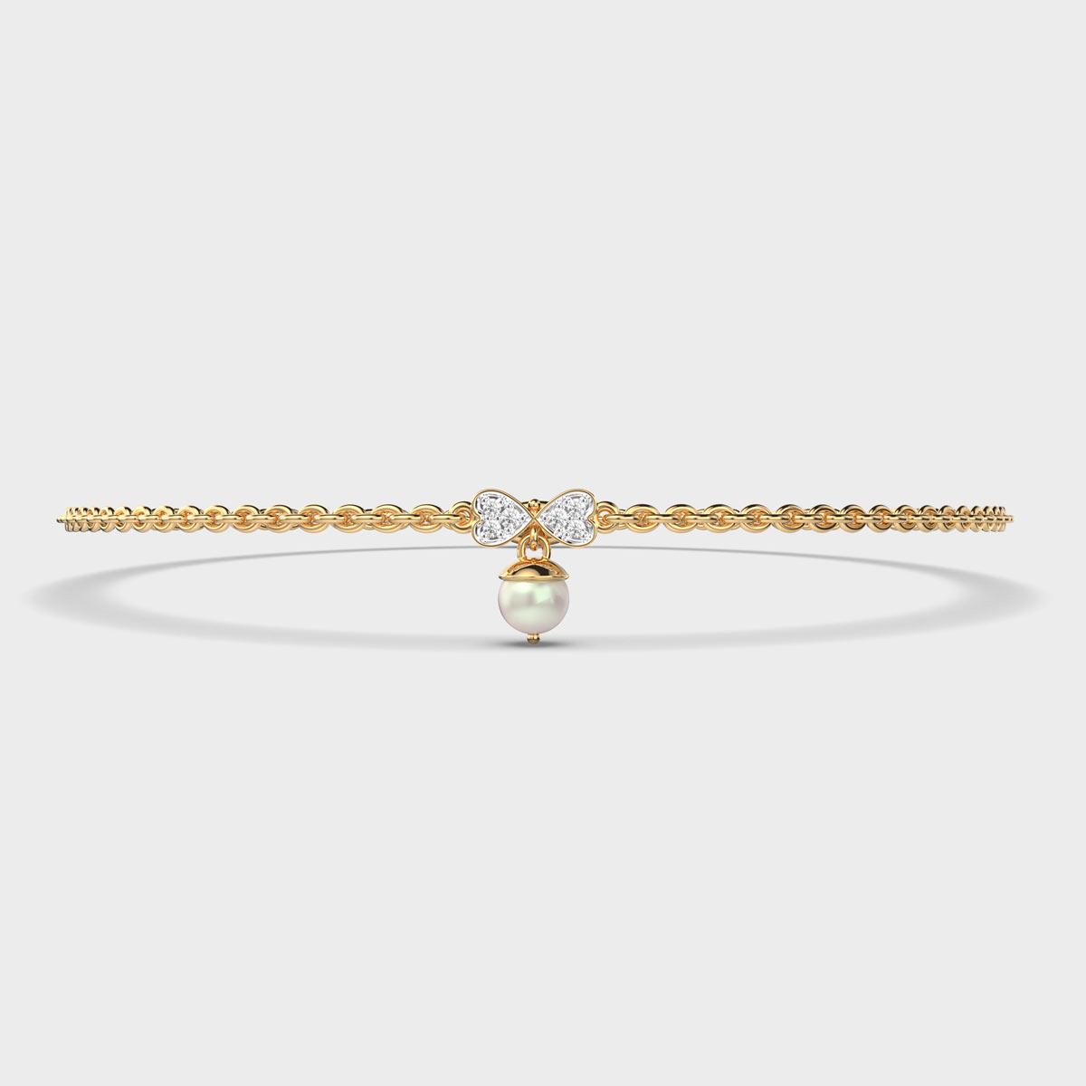 Ribbon Pearl Round Diamond Bracelet
