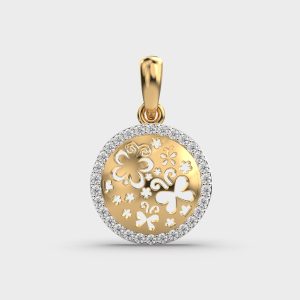 Circular Butterfly Diamond Pendant