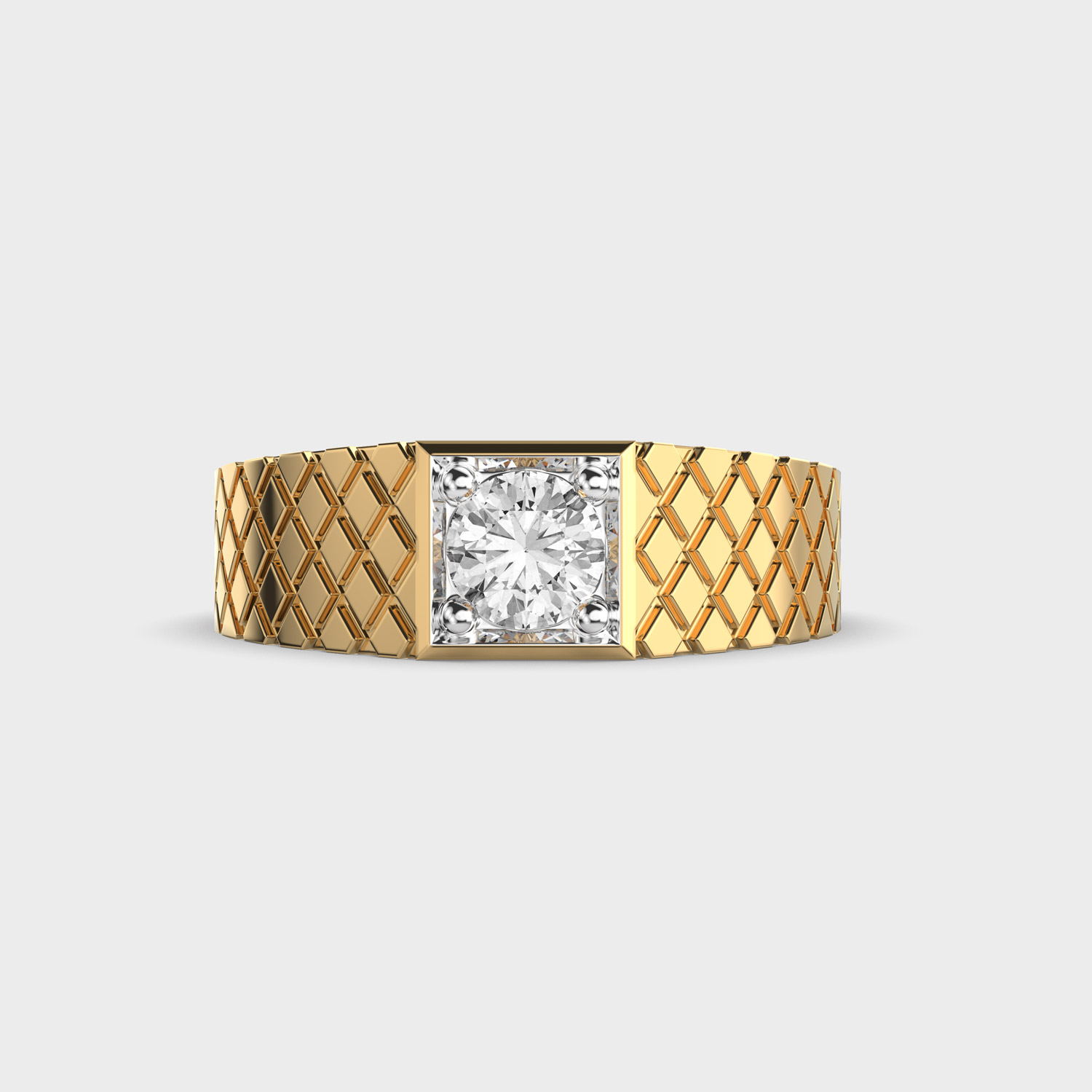 Criss Cross Round Diamond Band Ring For Men