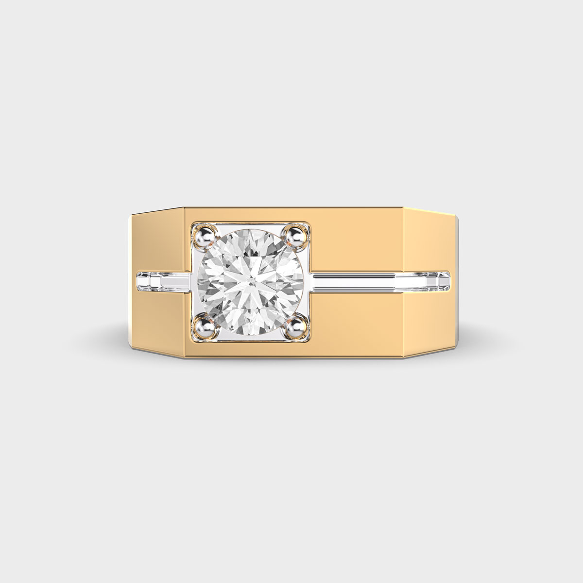 Chunky Crest Round Diamond Band Ring For Men