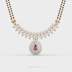 Gleaming Red Stone Diamond Mangalsutra