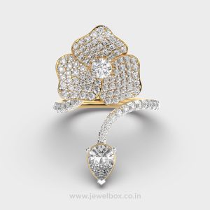 Crystal Noir Pear Diamond Ring