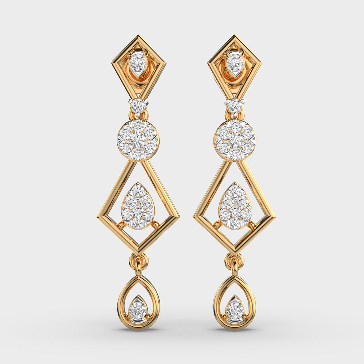 Petite Round Diamond Geometrical Earrings