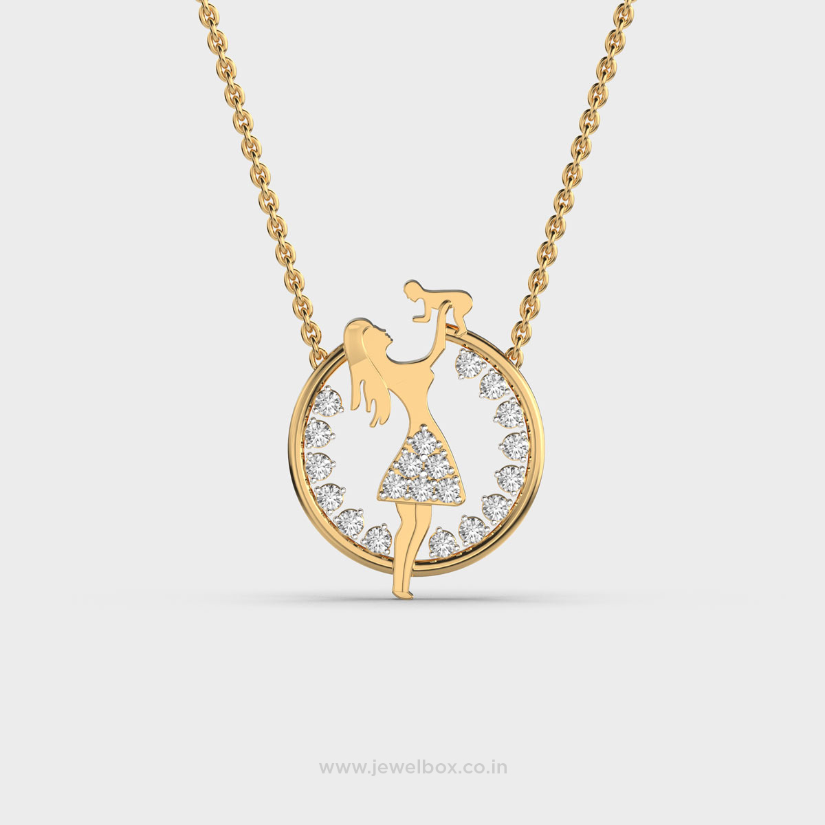 Mother and Child Diamond Pendant (With Chain)