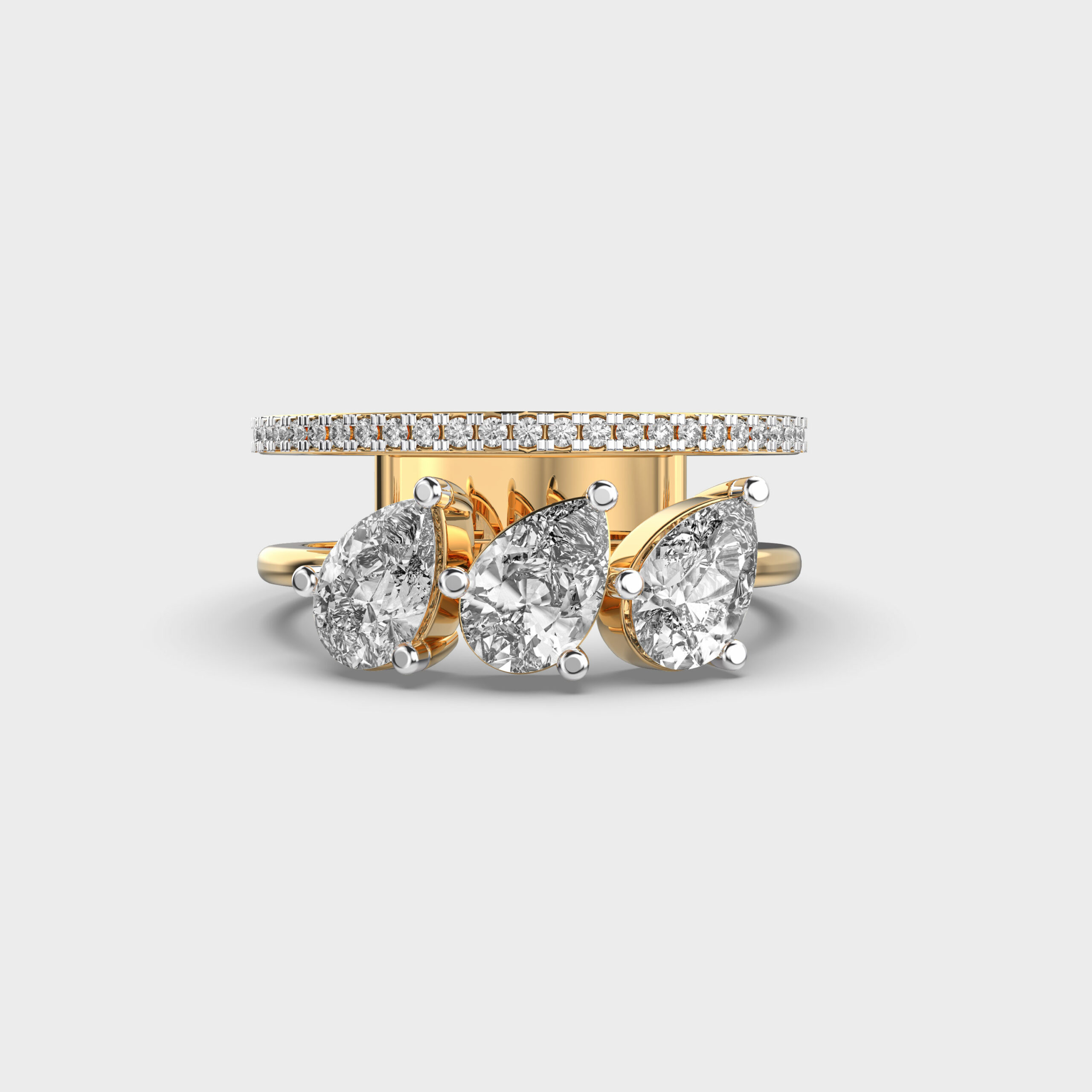 Glistening Triad Pathway Diamond Ring