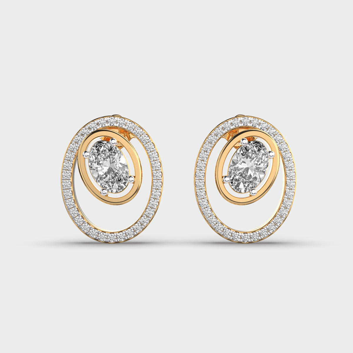 Radiant Camellia Charmille Oval Diamond studs