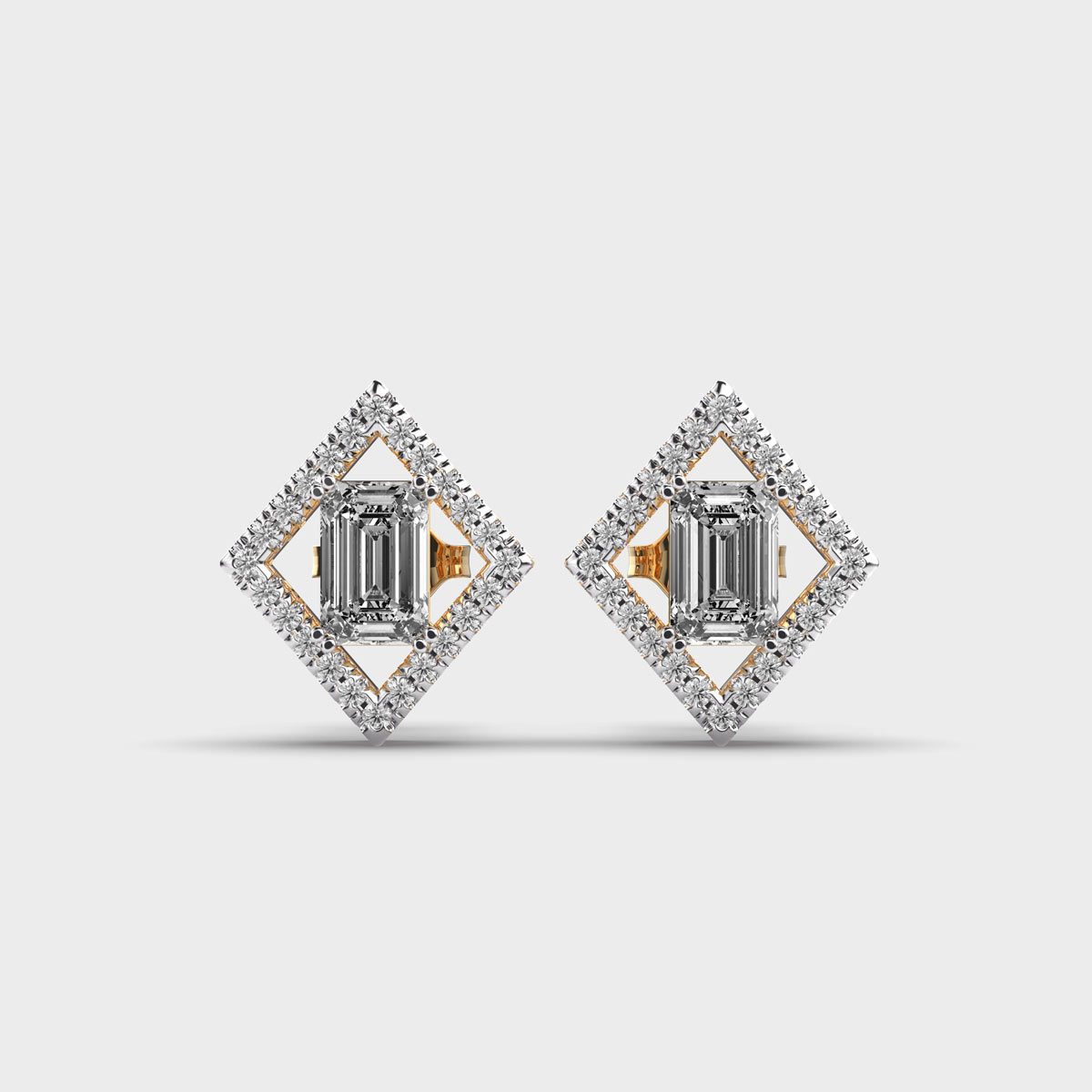 Shimmering Quatro Emerald Cut Diamond Earrings