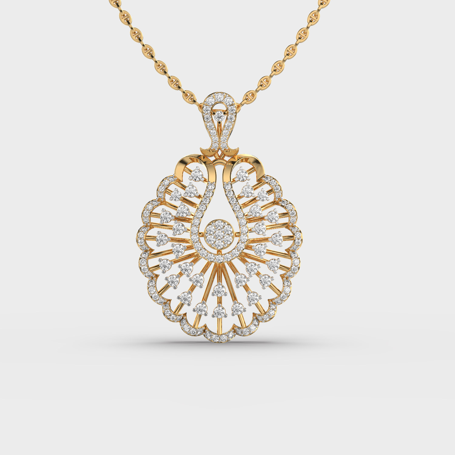 Feather Fan Diamond Pendant (Without Chain)