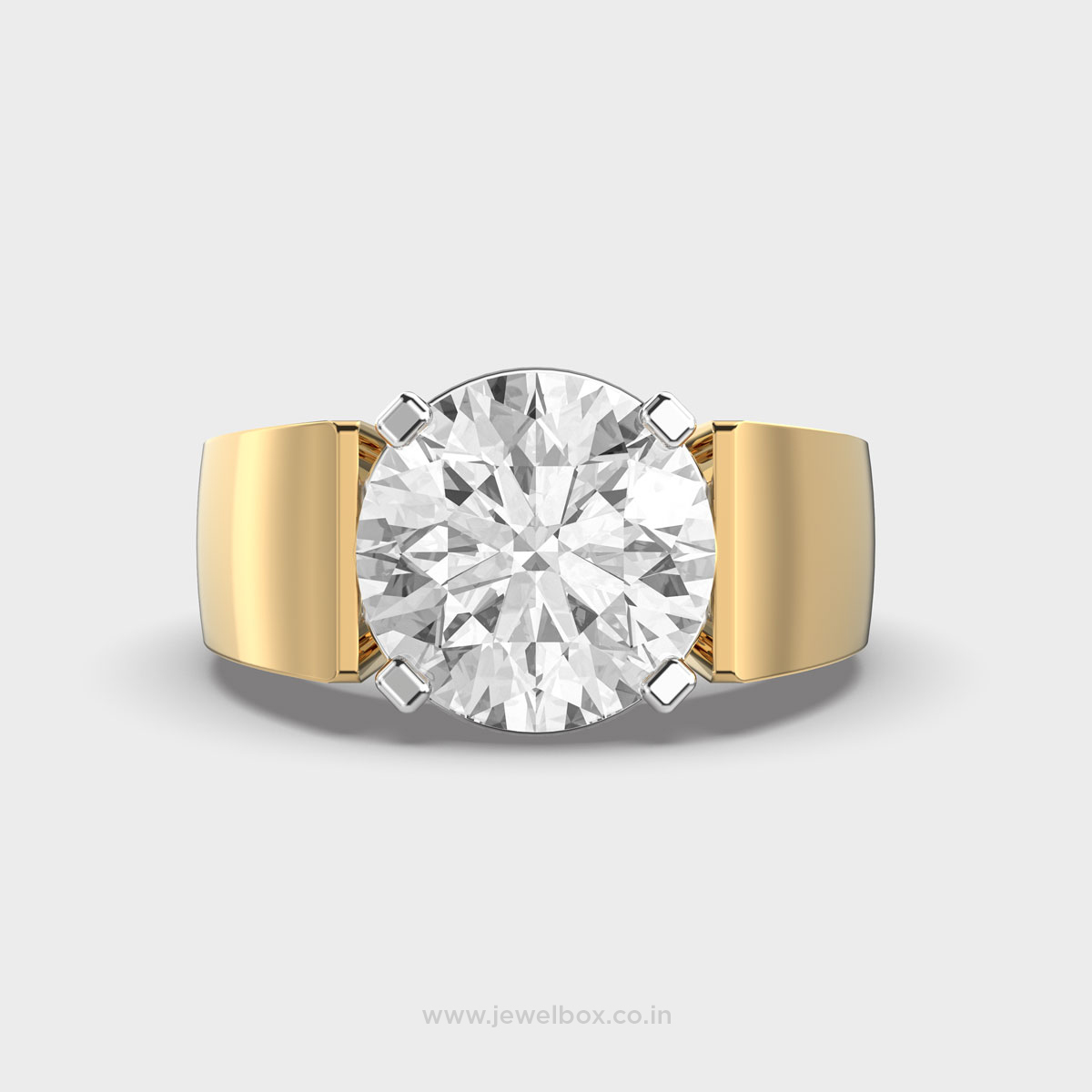 Chunky Solitaire Diamond Ring Band For Men