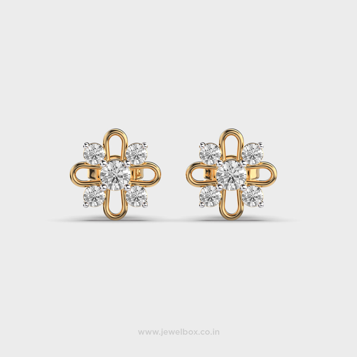 Floral Shine Five Diamonds Earstuds