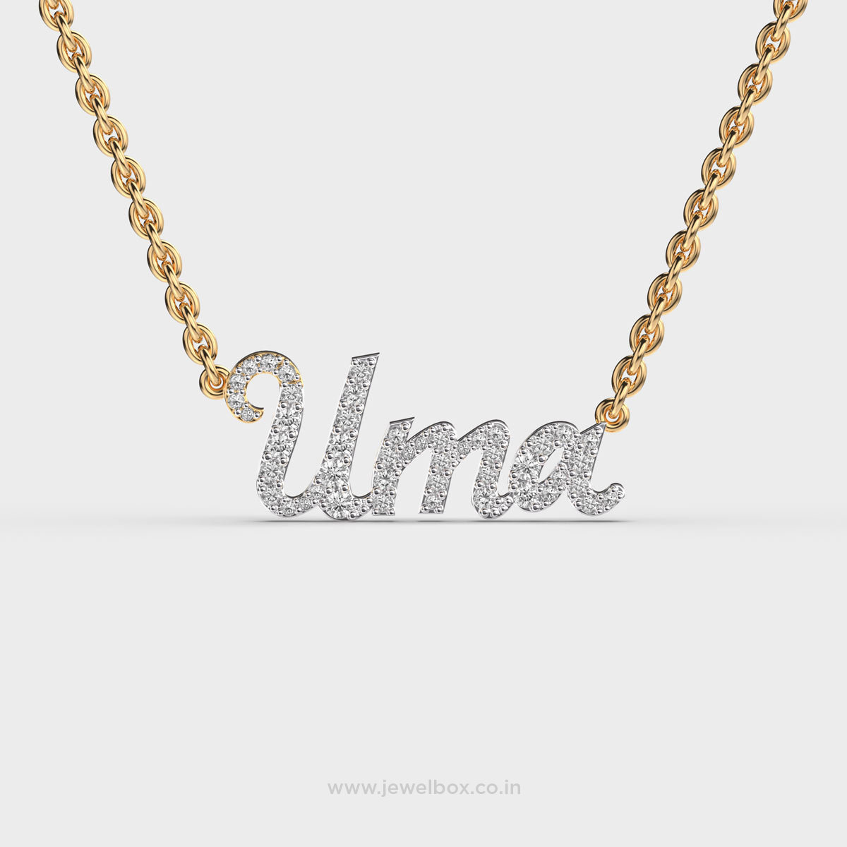 Uma Name Diamond Encrusted Pendant (With Chain)