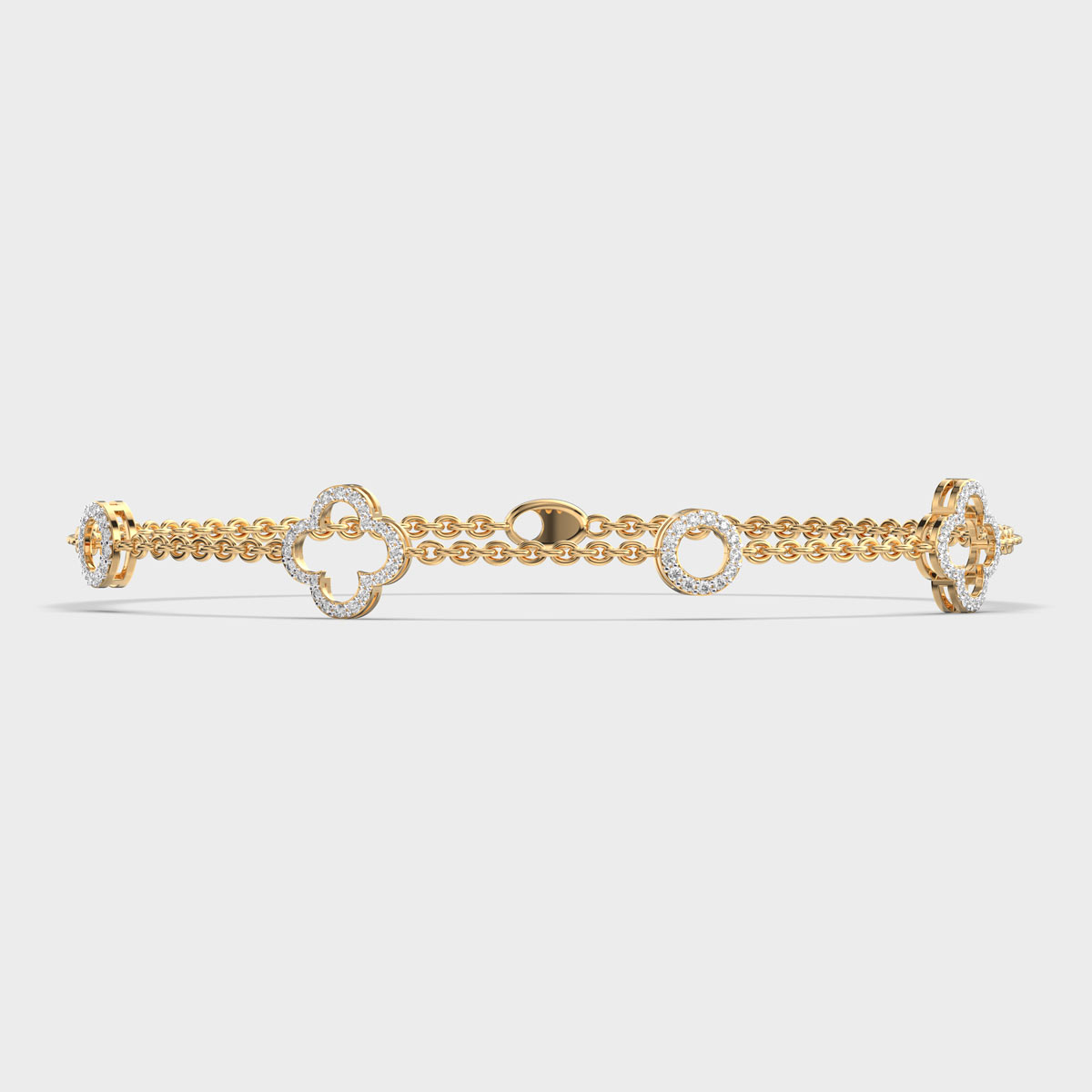 Clover Charm Diamond Link Bracelet