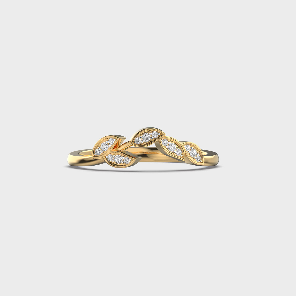 Twisted Leafy Motif Diamond Ring