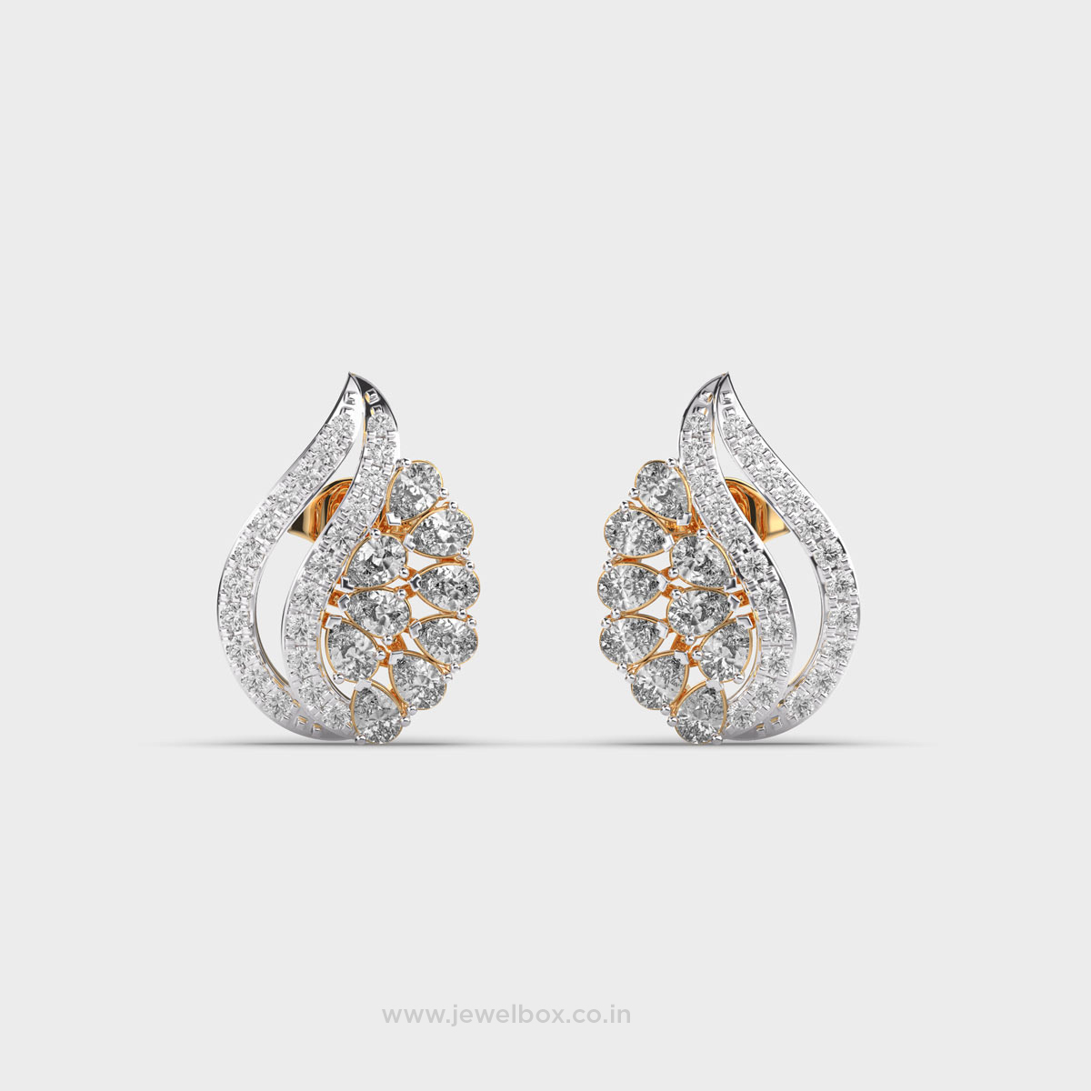 Peacock Motif Diamond Earstuds