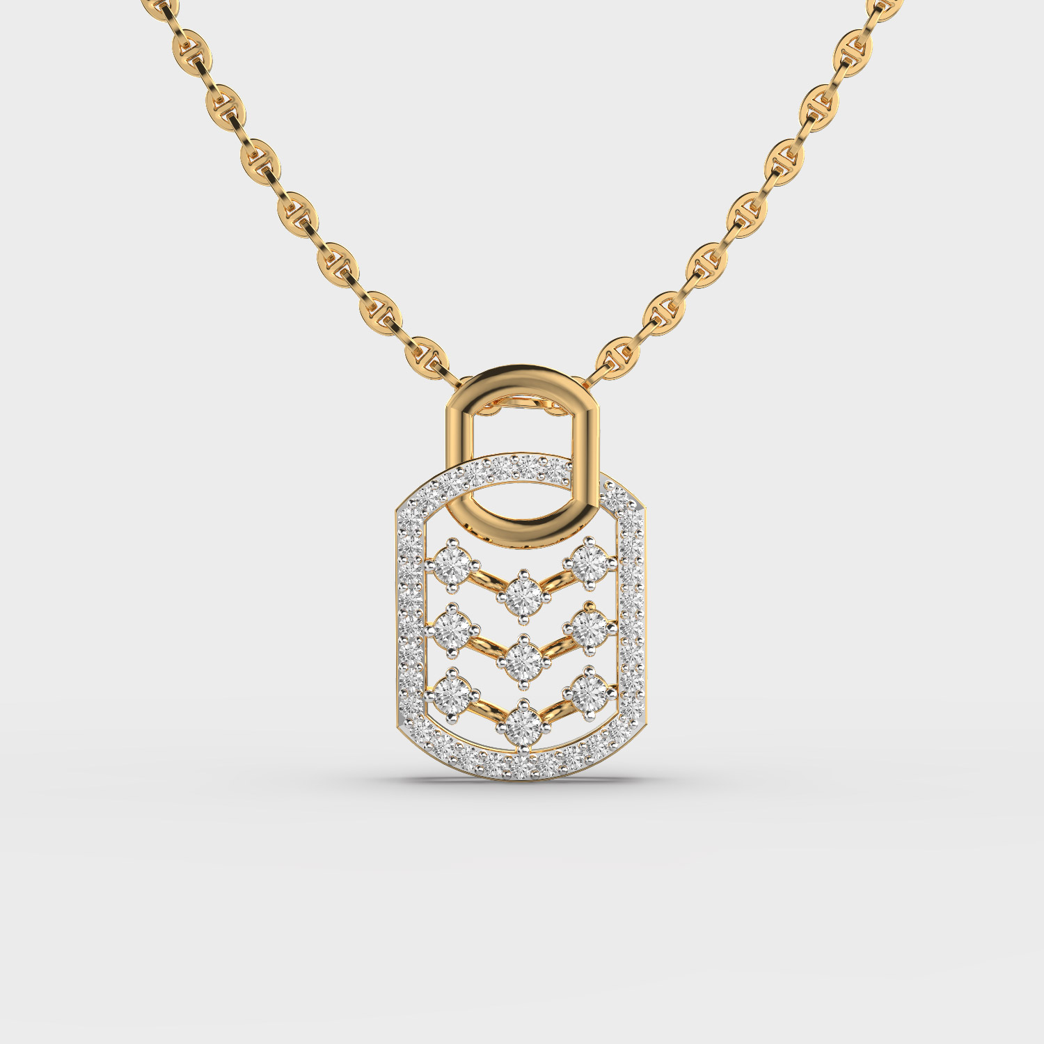 Pearlshade Lock Diamond Pendant Without Chain