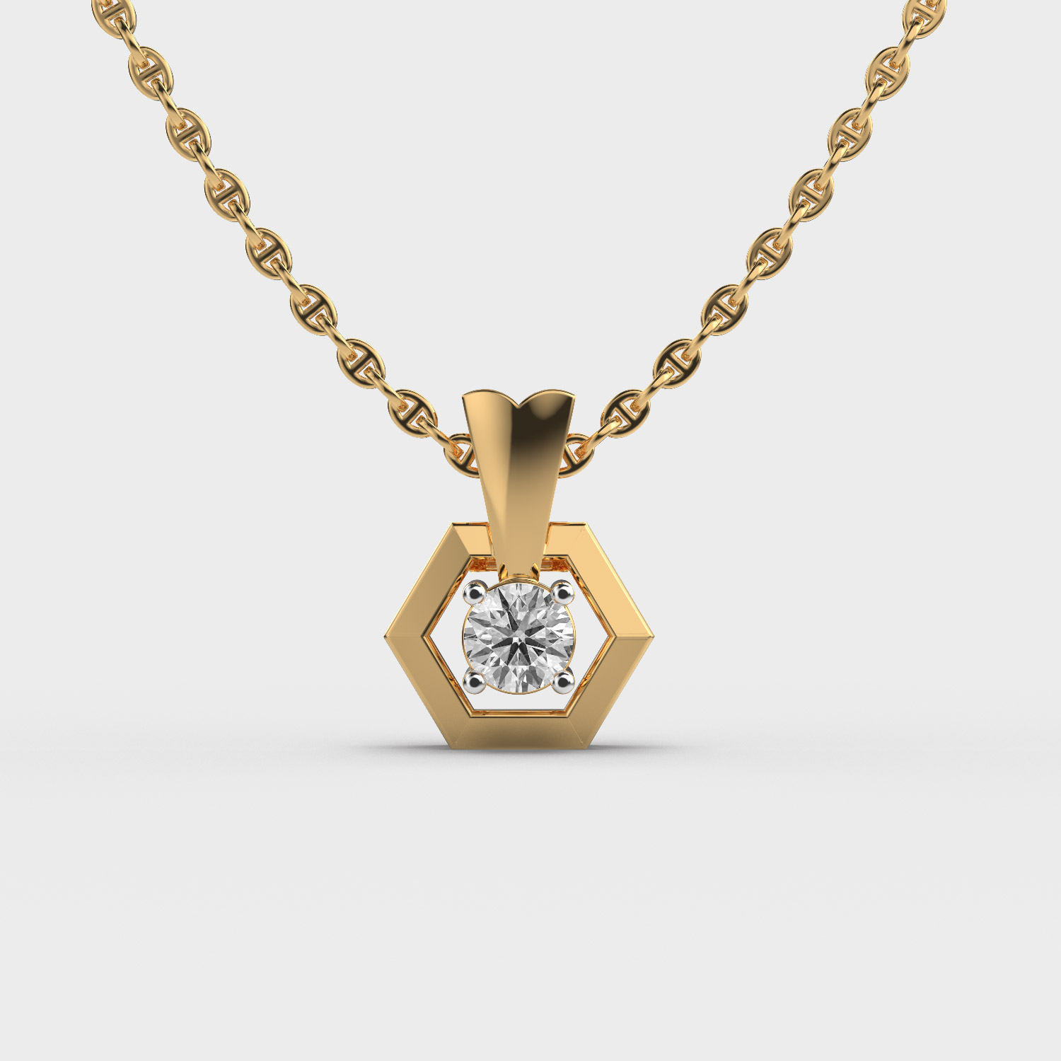 Hexagon Solitaire Pendant (Without Chain)
