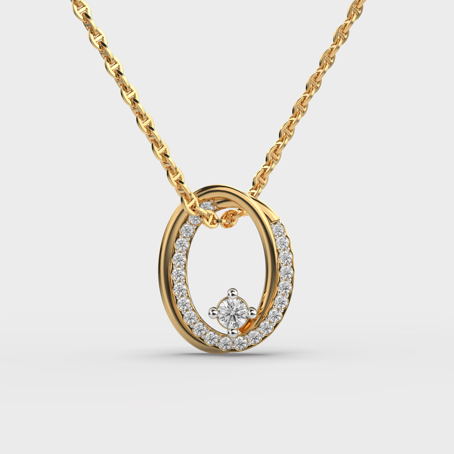 Oval Diamond Pendant (Without Chain)
