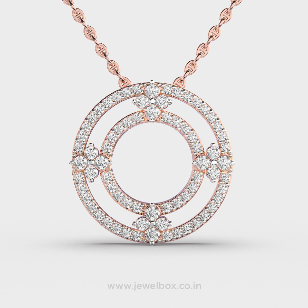 Sacred Floral Round Halo Diamond Pendant With Chain
