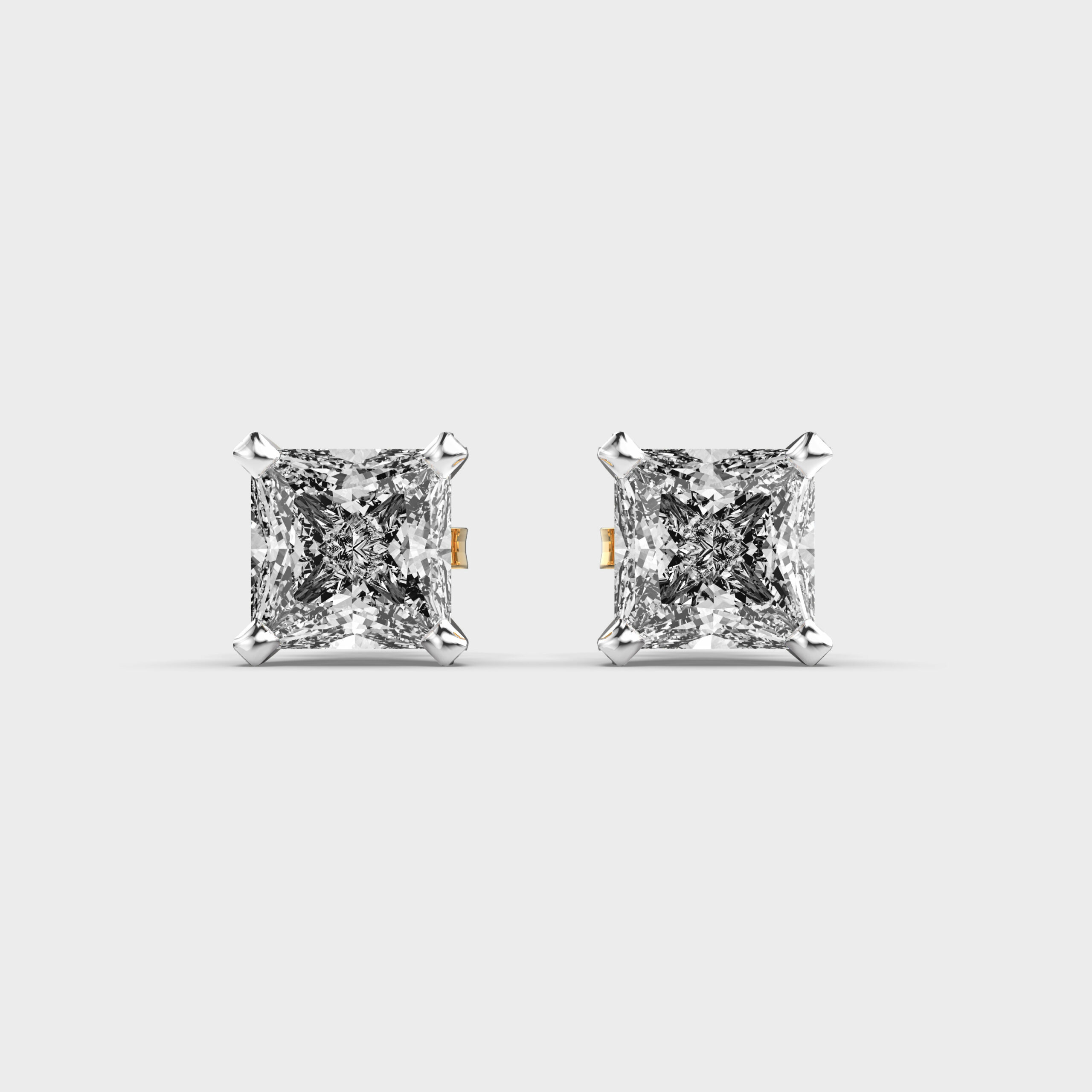 2 Carat Classic Princess Solitaire Studs