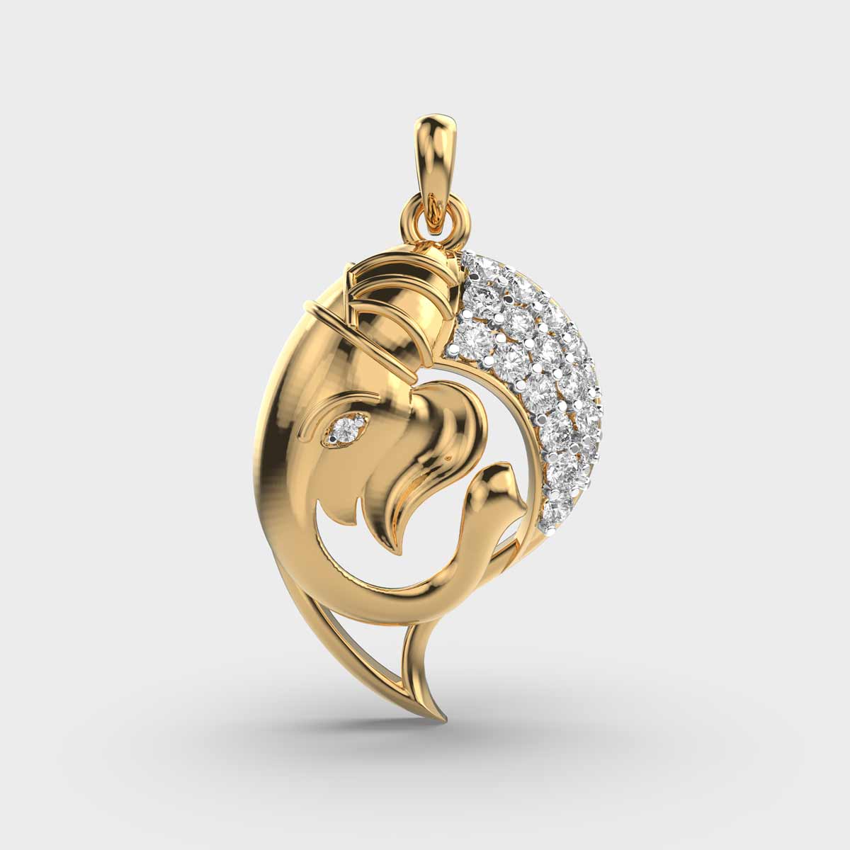 Ganesha Paisley Diamond Pendant (Without Chain)