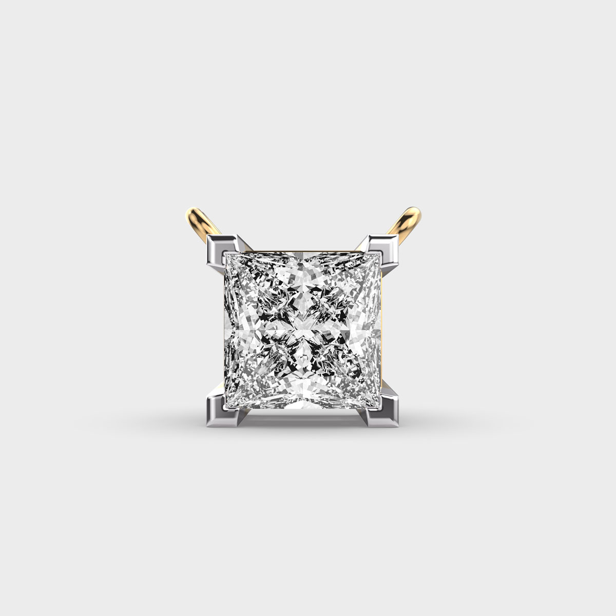 2 Carat Classic Princess Solitaire Link Pendant(With Chain)