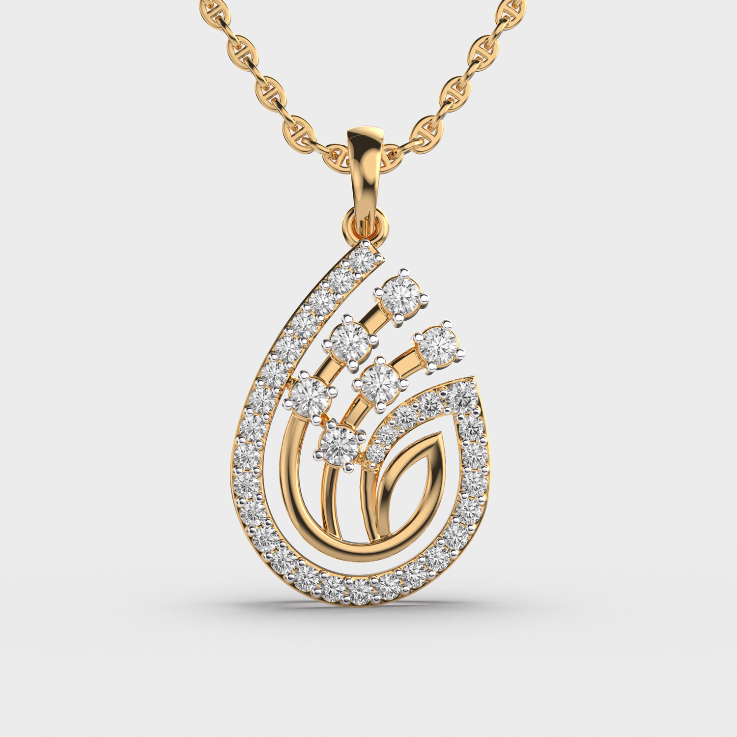 Tuilp Bud Diamond Pendant Without Chain