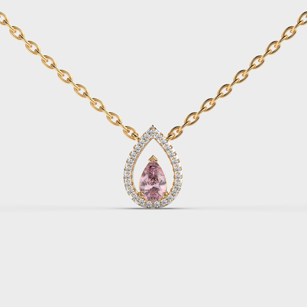 Drops of Rain Pink Stone Pendant (With Chain)