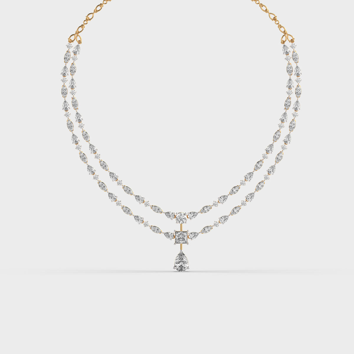 Double Line Layered Diamond Necklace