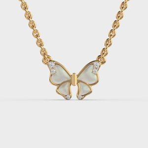 Butterfly Enamel Diamond Necklace