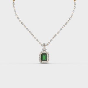 Regal Maharani Green Stone Diamond Necklace