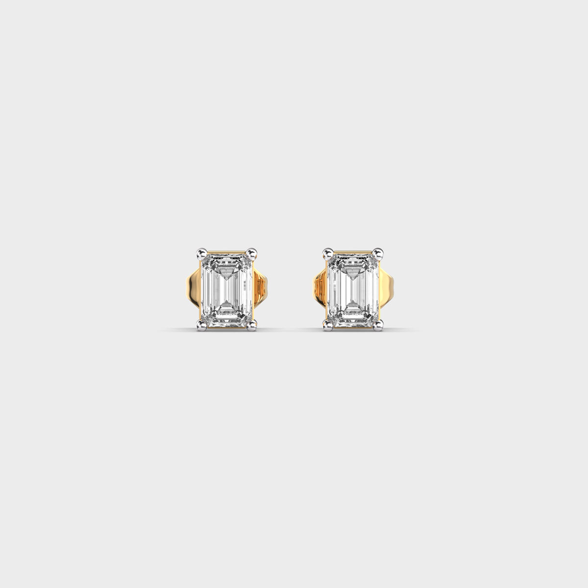 Classic Emerald Cut Diamond Stud Earrings