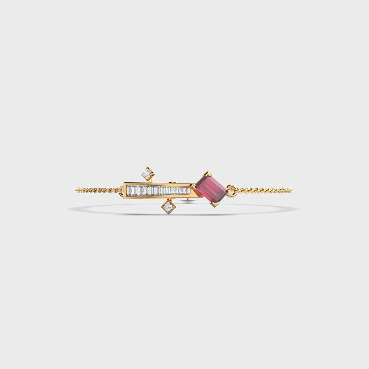 Pretty Pink Geometric Stone Diamond Bracelet