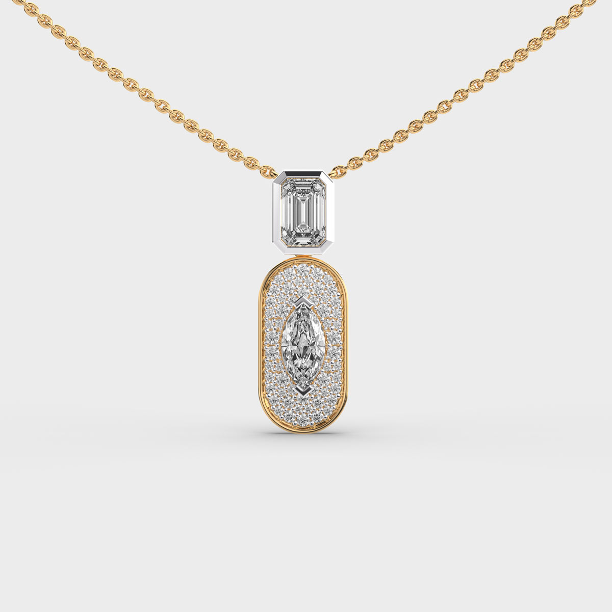 Tuscan Glam Diamond Encrusted Pendant Set With Chain