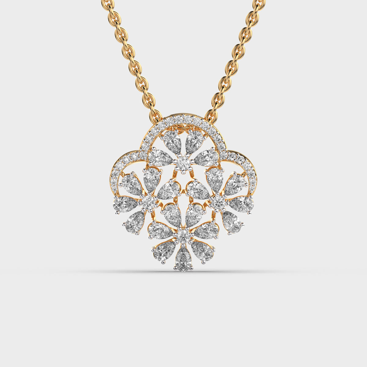 Regal Elegance Diamond Cluster Pendant (Without Chain)